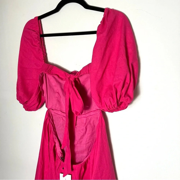 OPT April Scalloped Cutout Dress Barbie Hot‎ Pink Large NWT - Picture 8 of 10